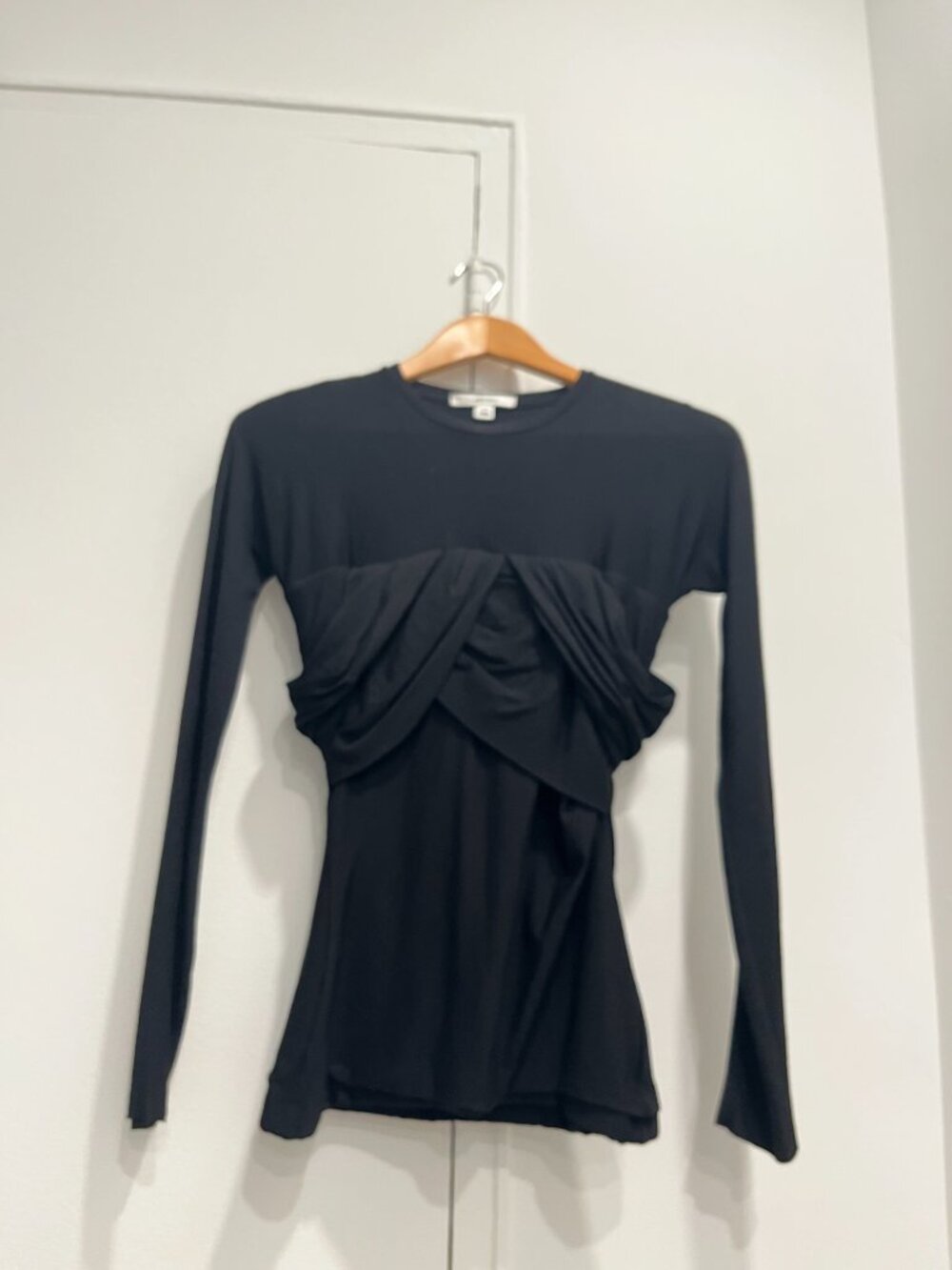 Carven Paris Black Wool W/ Front Knot Pullover Sweater Size 36/OO